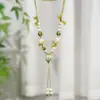 Collar de Cerámica de Jingdezhen con Forma de Pez Caperucita Roja Nuevo Estilo Chino Estilo Étnico Cadena Larga de Lana de Cerámica Accesorios de Estilo Antiguo para Mujeres