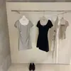 WGWE9632 Guangzhou Treze Hong Roupas Femininas Verão 2026 Novo Estilo Coreano Gola Redonda Bloco de Cores Cintura Marcada Vestido Versátil