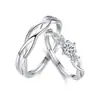 Anillo de Pareja Popular en Internet Mismo Estilo Simple Sentido de Alta Gama Anillo de Par Cuatro Garras Moda Versátil Diseño de Nicho Circonita Anillo Abierto