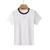 Camiseta Tencel Lyocell Versátil Gola Contrastante Manga Curta Estilo Coreano Alta Elasticidade Gola Redonda Feminina Verão Solta Fina Cor Pura