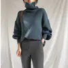Nueva colección de otoño e invierno de ropa para mujer para exportación y ventas transfronterizas: suéteres de cuello alto, tops de punto acanalado de cuello alto estilo retro japonés y prendas básicas para mujer