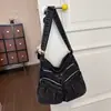 Bolsa de tela de mezclilla duradera para mujer, bolsa cruzada para el trabajo, bolsa de hombro versátil con múltiples bolsillos, bolso cruzado grande casual para mujer