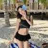Novo Estilo Ins Férias na Ilha Coreana Doce Sexy Xadrez Justo Conservador Estudante Fenda Saia Maiô para Mulheres