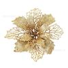 Acessórios de Decoração de Natal Recorte em Pó Dourado 16cm Flor de Natal Pendente para Árvore de Natal Fabricante de Acessórios de Flores de Natal