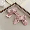 Pinza para el pelo con lazo de terciopelo rosa estilo coreano, Accesorio para el pelo de alta gama para niña, Adorno dulce y versátil para el flequillo, Goma para el pelo, Pinza de pico de pato