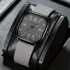 1 pieza-Reloj Cuadrado de Ocio y Moda Correa de Silicona Reloj de Cuarzo Estudiante Hombre y Mujer Reloj Deportivo de Cuarzo