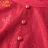 Vestido de verano para mujer de mediana edad, vestido de novia rojo, temperamento, falda de encaje de talla grande, una generación de cabello