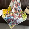 Lenço Quadrado Grande Elegante Estampado Lírio 90cm Sarja Versátil Protetor Solar Xale Feminino Primavera e Verão Novo Lenço de Cabeça
