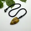 Collar Colgante de Cuerda con Forma de Gota de Agua Corazón de Cristal de Piedra Natural 40*22mm Joyería de Moda Europea y Americana Artículos Transfronterizos