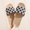 Chinelos de Linho para Uso Doméstico de Verão para Casais, Masculino e Feminino, para Casa, Piso de Madeira, Solado Grosso, Antiderrapante, Interno, Verão, Respirável