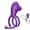 Anillo Vibrador de Silicona de Cuatro Anillos con Doble Vibración para Parejas para Compartir Juguetes Sexuales para Adultos Vibración Multivelocidad Anillo Espermicida Comercio Exterior