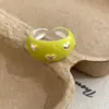 Moda Verão Versátil Estilo Fresco Anel Aberto Esmaltado em Formato de Coração Coleção Nicho Design Versátil Joias Personalizadas