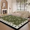 Tapete para Sala de Estar, Lavável e Limpável, Estilo Vintage, Verde, Impermeável, Luxo Leve, Sensação de Alta Qualidade, Tapete Retro para Mesa de Centro para Uso Doméstico