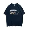 Verão Novo Design Nicho Estampa Cartoon Algodão Puro Pesado Camiseta Manga Curta Marca Tendência Masculina Top Meia Manga
