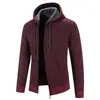 Chaqueta cárdigan de punto con capucha para hombre de otoño e invierno, chaqueta suéter gruesa acolchada con cremallera, abrigo de lana casual holgado