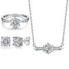 Anel de diamante de 1 quilate com seis garras de prata esterlina, brincos de zircônia, colar de prata S925, joias de nicho, terno feminino, senso de alta qualidade