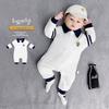 Estilo Outonal Moderno Bebê Recém-Nascido Mês Completo Cem Dias Moda Britânica Simples Macacão Macacão de Manga Comprida para Meninos