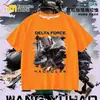 Nueva Camiseta Delta Force Weilong Rosa Rojo Comedor de Oro Lobo para Niños, Manga Corta Estudiante Holgada Superior Moderna
