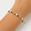 Pulseira de Miçangas Arco-Íris Flor Margarida Amazon Transfronteiriça para Mulheres, Pulseira Doce Estilo Coreano, Joia de Mão de Verão Atacado