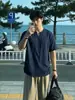 Camiseta de verano de diseño nicho transfronterizo con cuello en V y manga corta para hombre, marca de moda, simple, corte holgado para adolescentes y parejas