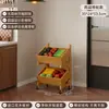 Prateleira de armazenamento de cozinha de madeira maciça multicamadas móvel de piso, cesta de lanches e frutas, prateleira de armazenamento multifuncional para casa para espaços estreitos