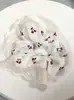 Elástico de Cabelo Scrunchie Listrado com Renda Estilo Coreano para Mulheres, Acessório de Cabelo Suave e Elegante, Elástico de Cabelo Scrunchie Estilo Coreano