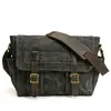 Bolso Cruzado de Hombro para Hombre con Empalme de Lona Encerada al Aceite Retro Europeo y Americano, Nuevo Estilo, Ligero, para Negocios, Viajes