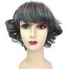 Peruca Prata-Cinza de Vovó Cabelo Curto Cacheado Peruca para Fantasia de Palco Festival Cabelo Curto Cinza-Branco Peruca Completa Estilo Curto