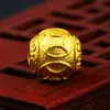 3D sólido dinheiro redondo Vietnã areia ouro contas soltas latão banhado a ouro 24k moeda DIY pulseira acessórios