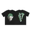 VLONE FOG Trendy Brand Big V Mother Logo Cherry Blossom Manga curta Esboço Bordado Lip Print Graffiti Print Camiseta