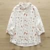 Camisa estampada de algodón puro de verano para mujer, de manga corta, con siete puntos, holgada, combinable, blanca artística, para mujer