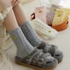 Calcetines de Terciopelo Coral para Mujer, Calcetines de Media Caña Bordados con Corazón Dulce, Calcetines Gruesos de Invierno Cálidos, Calcetines para Dormir que No Sueltan Pelusa para Mujer