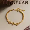 Nuevo Estilo Chino de Moda y Exquisito Versátil Dorado Hielo Triturado Moneda Calabaza Pulsera Lujo Ligero Alto Grado Temperamento Joyería de Mano para Mujeres