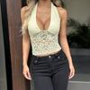 Diyun Transfronterizo Estilo Y2K Europeo y Americano Sexy Encaje Halter Chaleco Camiseta Ropa para Mujer Otoño e Invierno 2025 Estación Independiente de Amazon
