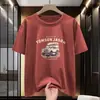 Camiseta 100% Algodão Masculina Manga Curta 2026 Novo Estilo Gola Redonda Top Tendência Retrô Estampa de Veículo Off-Road Algodão Meia Manga