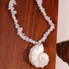 Colar Gargantilha Boho com Pedras Naturais em Lascas e Concha do Mar para Mulheres Joias de Praia Oceânica