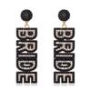 Aretes de Boda Transfronterizos Europeos y Americanos para Mujer, Combinación Universal de Color, Perla, Diamante, Letra BRIDE, Aretes Largos, Joyería de Nicho