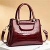 Estilo Nuevo Patrón de Piedra Patrón a Cuadros Cuero Brillante Moldeado Gran Capacidad Textura Simple Estilo Extranjero Bolso de Hombro Cruzado para Mujer Transfronterizo