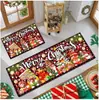 Decoración Festiva Navideña Felpa de Cristal Tapete de Piso, Tapete para Cambiar Zapatos de Pasillo, Tapete Resistente a Manchas, Combinación de Tiras Largas para Cocina Tapete para Pies Absorbente de Agua y Aceite