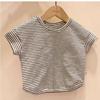 Camiseta de Verano a Rayas de Manga Corta para Bebé Niño y Niña Amigable con la Piel del Bebé Holgada Casual Manga Media Camiseta Base Top Coreana de Moda