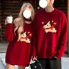 Suéter Vermelho de Ano Novo para Homens e Mulheres, Novo Estilo Outono e Inverno, Suéter Pulôver de Gola Redonda, Estilo Casal Ano do Cavalo, Malha Quente