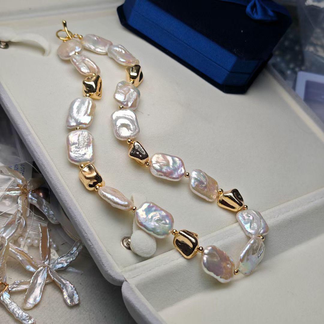 天然巴洛克淡水珍珠项链女小众设计时尚OT扣高级感锁