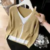 ¡Un disparo real! ¡Un disparo real! Top Falso de Dos Piezas para Otoño e Invierno para Mujer, Camisa Pequeña que Reduce la Edad, Suéter de Punto para Mujer, Top Francés