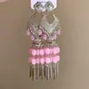 Pendientes de borla con forma de gota de agua tachonados de diamantes, sensación de lujo ligero y alta gama, pendientes versátiles de moda vintage para mujer