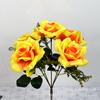 Fabricante de Flores Artificiais Atacado Buquê de Rosas de Seda para Decoração de Casa Rosa de Cinco Cabeças Flor Falsa Alta Simulação