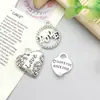 1 nuevo colgante de aleación de plata antigua con forma de corazón simulado y letra inglesa, colgante para accesorios de joyería DIY