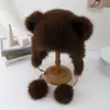 Chapéu Feminino Novo Outono e Inverno Cor Sólida Estilo Coreano Fofo e Fofo Chapéu de Estudante com PomPom Orelha Quente Chapéu para Frio