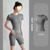 Roupas de fitness justas e emagrecedoras, top esportivo feminino de manga curta, respirável e elástico, camiseta de secagem rápida, roupas de ioga para corrida e treinamento