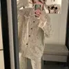 Elegante pijama de encaje con borlas para niñas, conjunto de primavera y otoño de manga larga y pantalón largo, alta apariencia, ropa para el hogar de dormitorio estudiantil