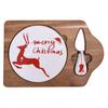 Tabla de Cortar de Madera de Acacia Tabla para Queso y Charcutería Madera Maciza Vajilla de Cerámica Cuchillo para Queso Juego de Tablas de Cortar Tabla de Cortar de Madera